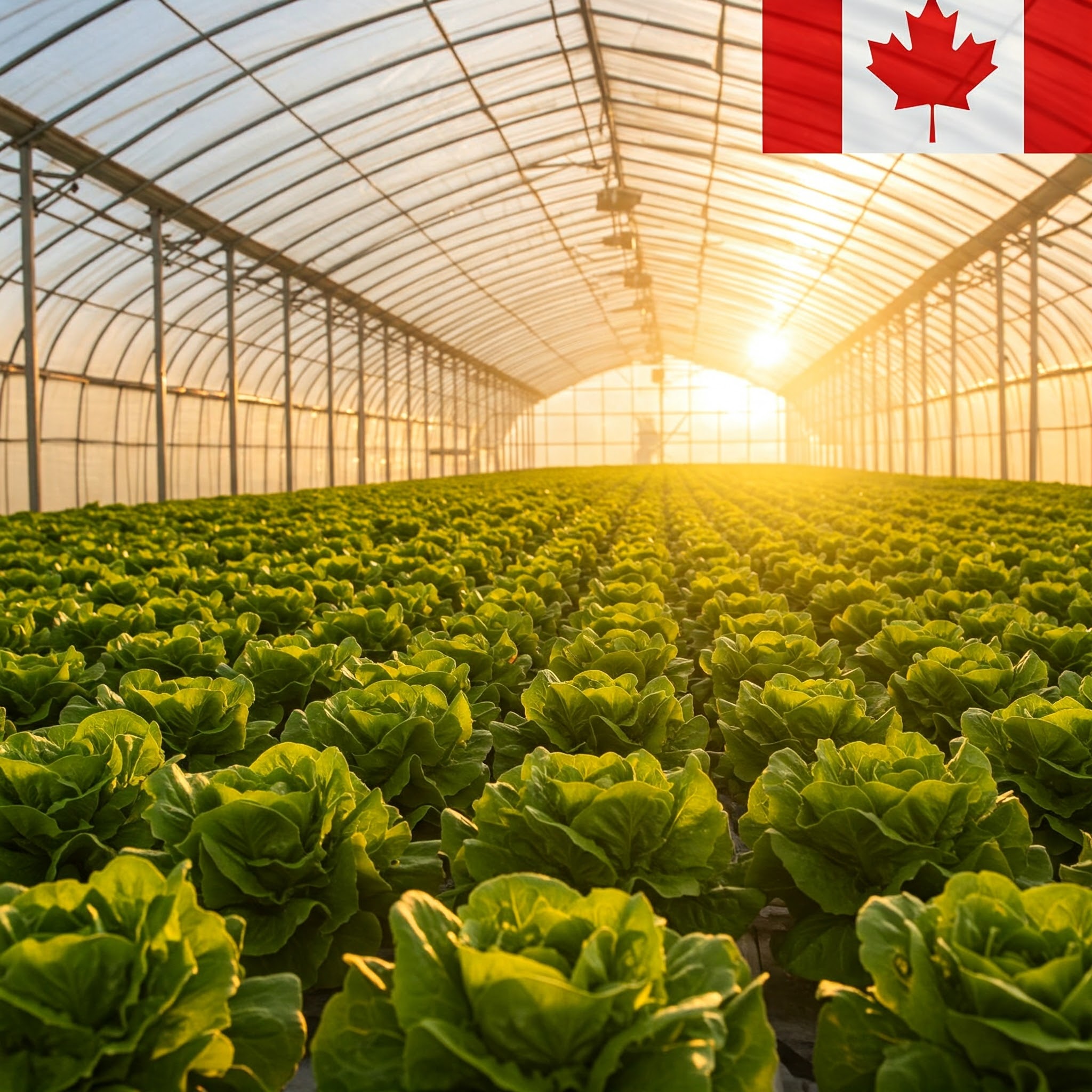 Fresh grown lettuce in a Canadian greenhouse